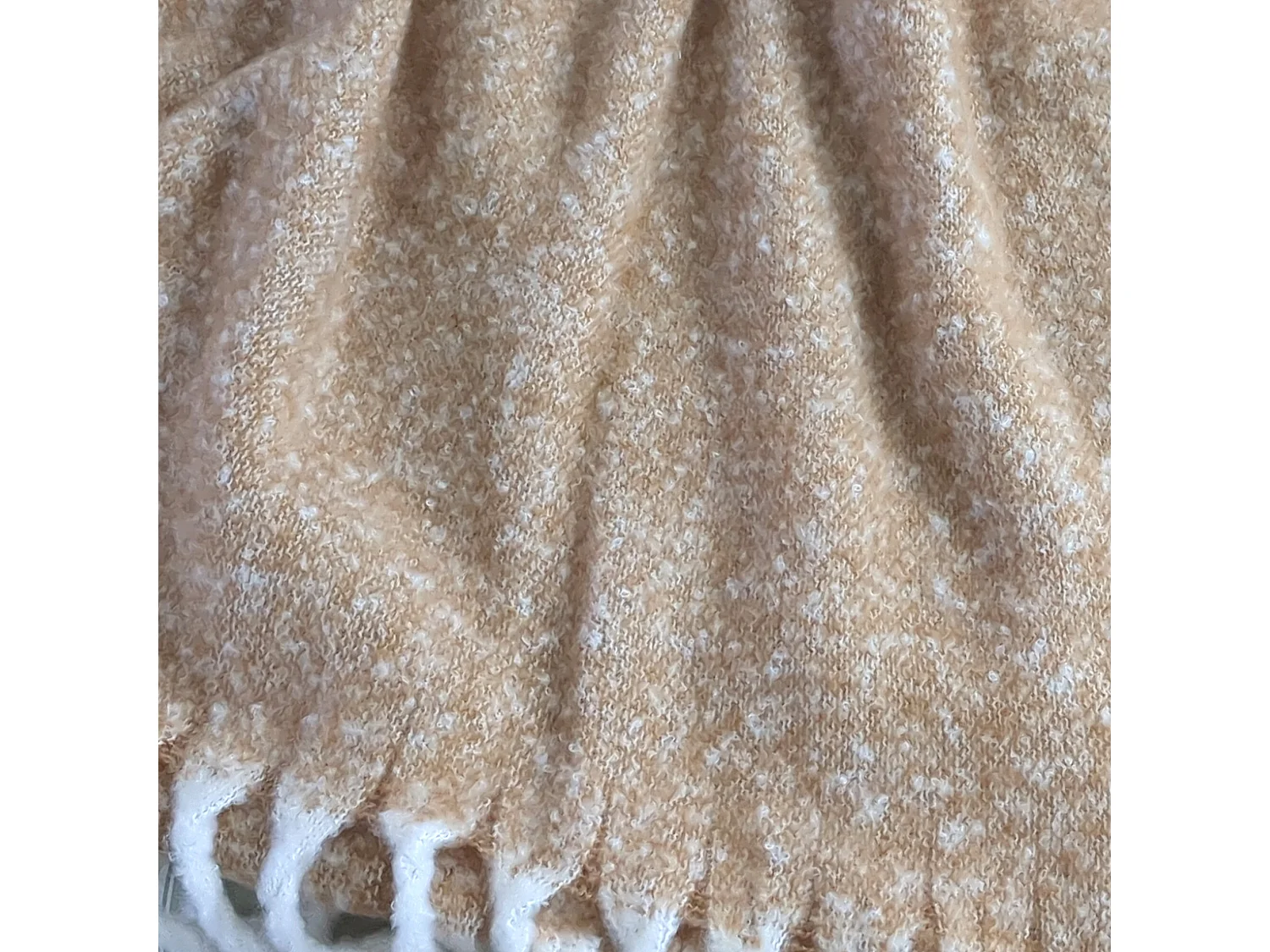 Plaid aspect mohair 100% polyester recyclé 70x180 cm HYGGE Marron caramel