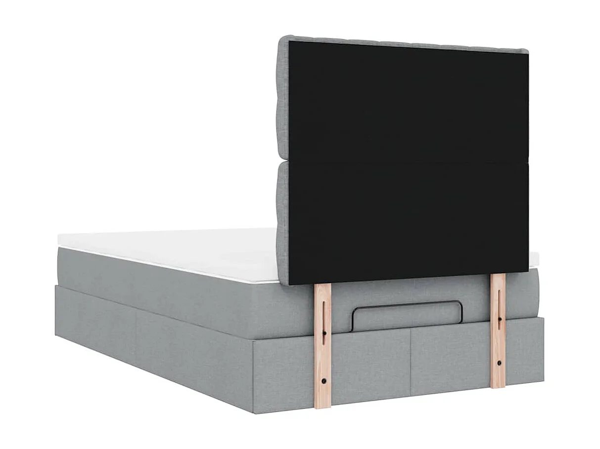 Cadre de lit ottoman et matelas gris clair 120x200 cm tissu