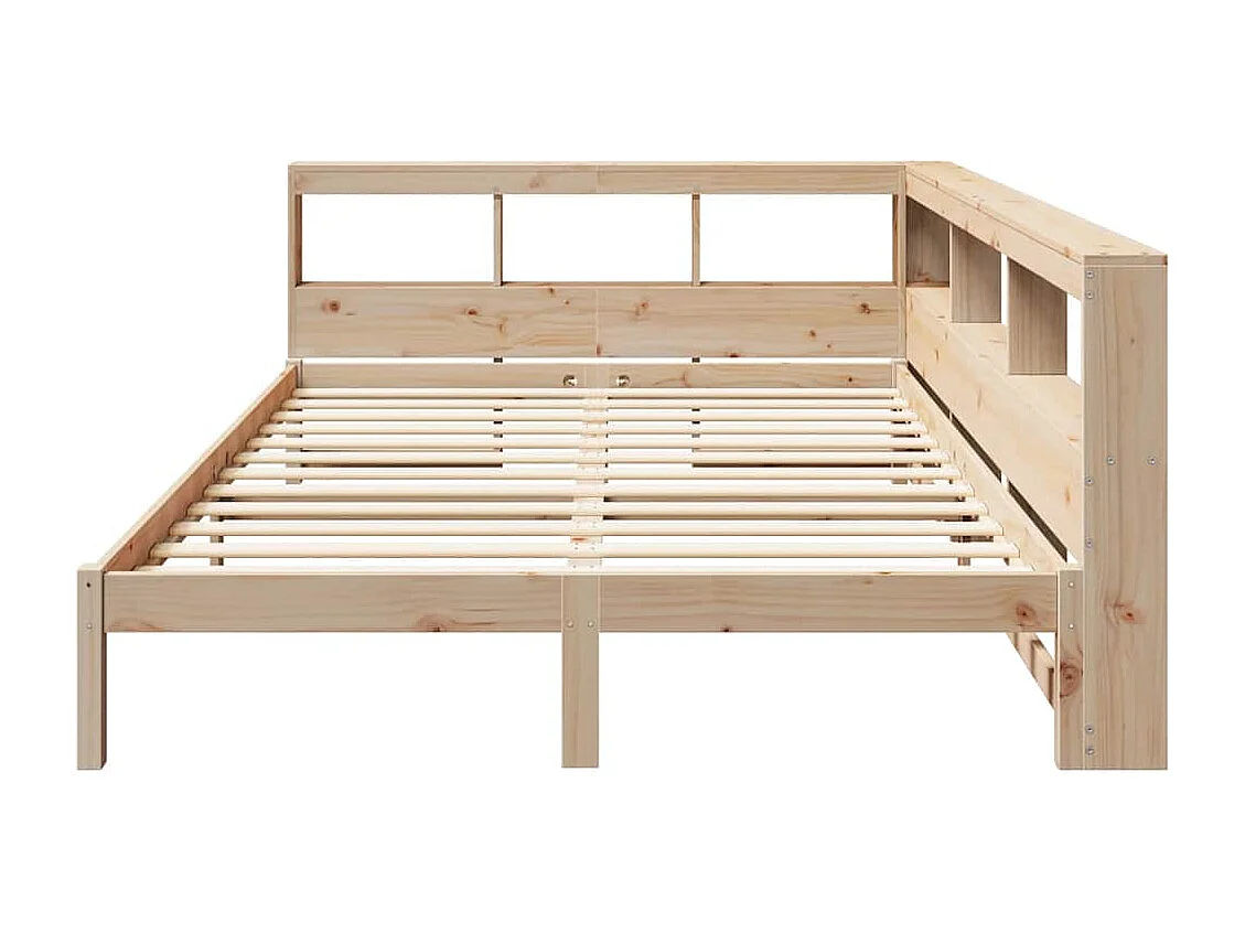 Bed met boekenkast zonder matras massief grenenhout 140x200 cm