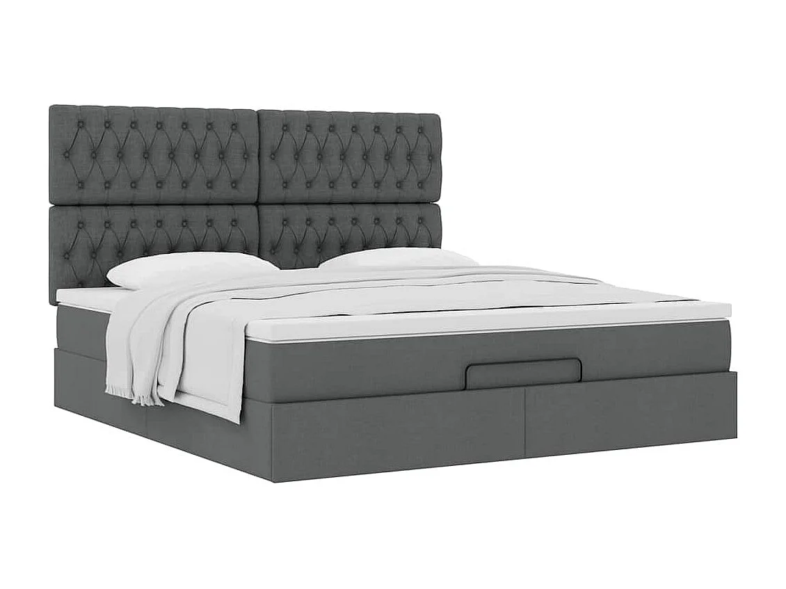 Ottoman bed met matras 160x200cm stof donkergrijs