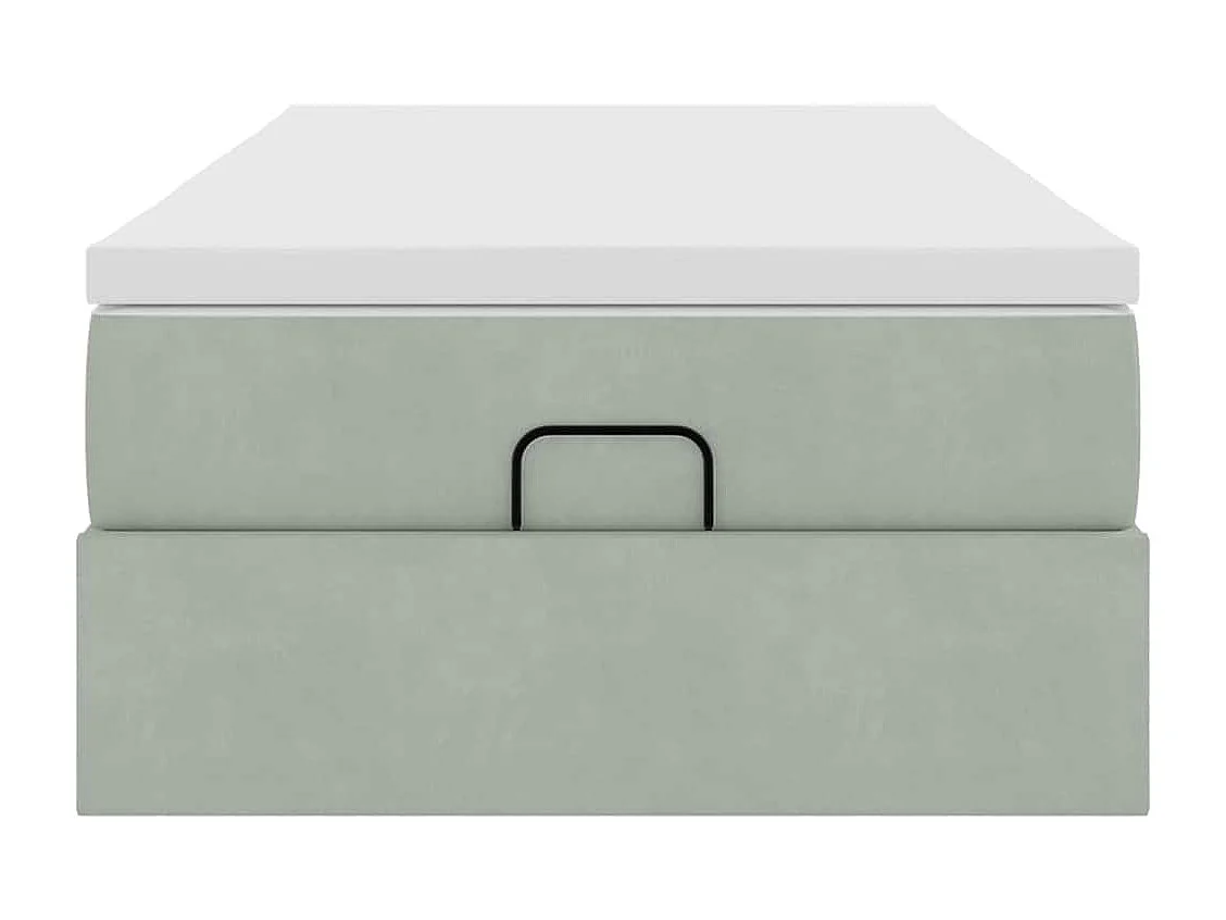Cadre de lit ottoman avec matelas gris clair 80x200 cm velours