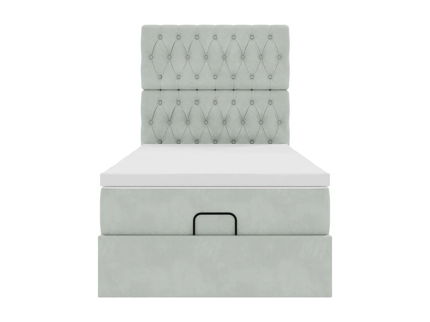 Ottoman bed met matrassen 100x200cm fluweel lichtgrijs