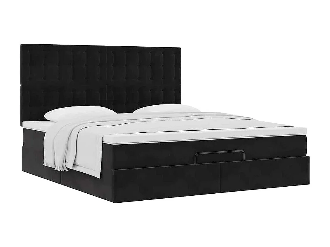 Ottoman bed met matrassen 180x200cm fluweel zwart