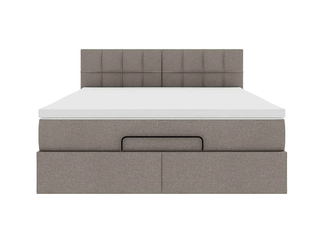 Bed poef met matras en LED's 140x200 cm stof taupe