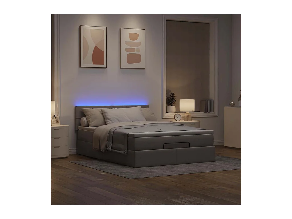 Lit ottoman avec matelas taupe 140x200 cm tissu