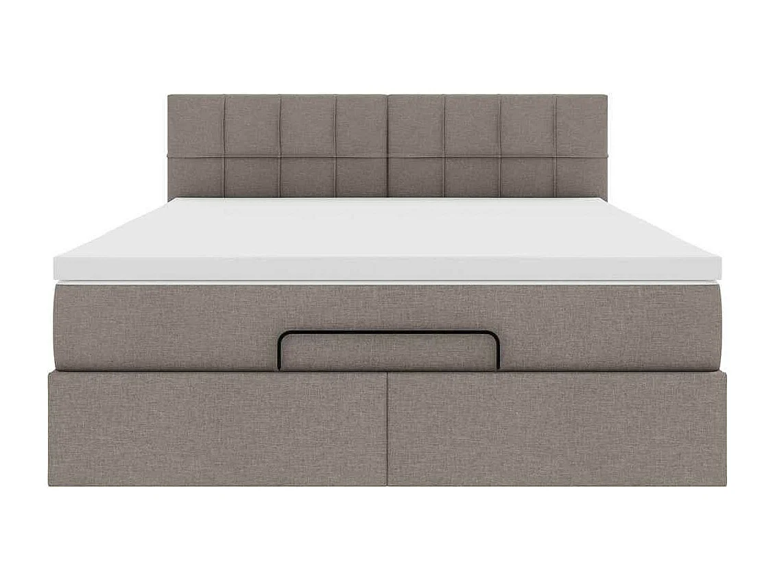 Cama otomana con colchón tela gris pardo 140x200 cm