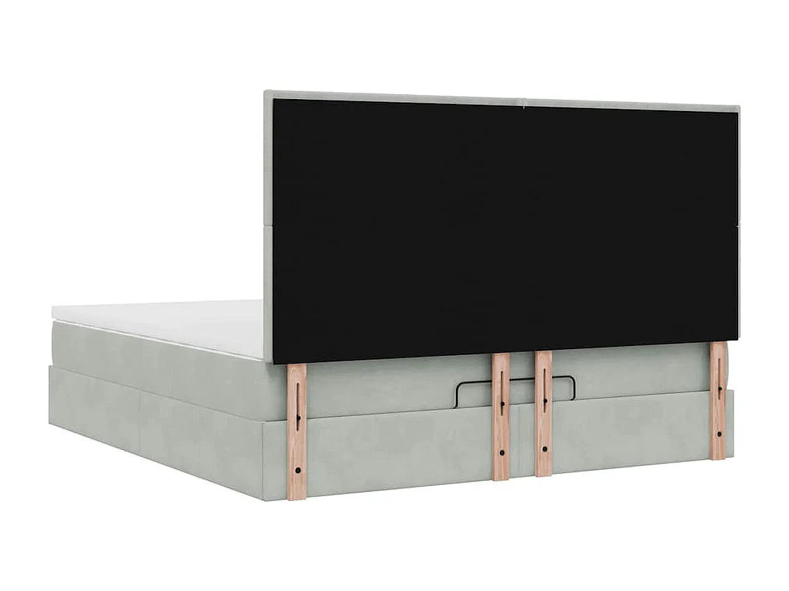 Cadre de lit ottoman avec matelas gris clair 200x200 cm velours