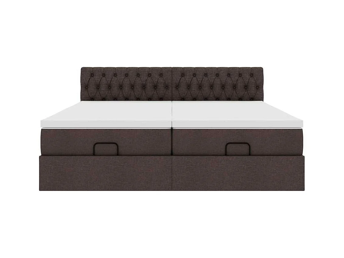 Ottoman bed met matrassen en LED's 200x200cm stof donkerbruin