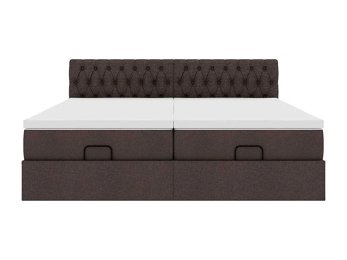 Cadre de lit ottoman avec matelas marron foncé 200x200 cm tissu