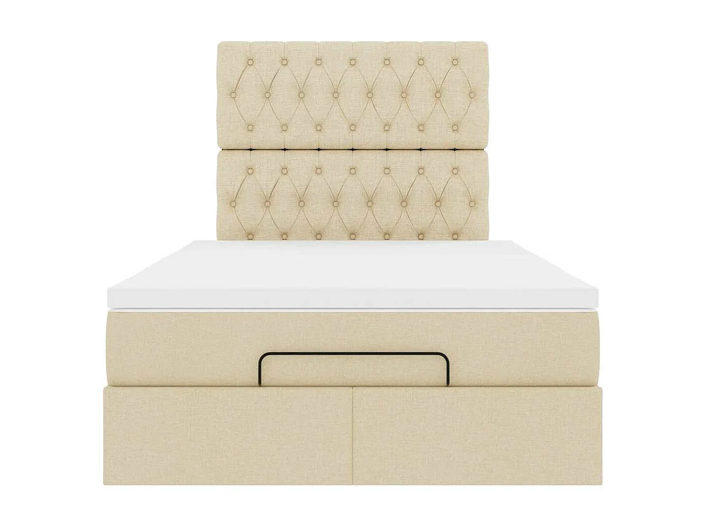 Estructura de cama otomana colchón tela crema 120x190 cm