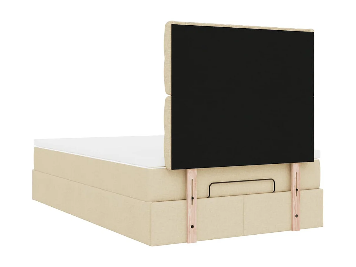 Estructura de cama otomana colchón tela crema 120x190 cm
