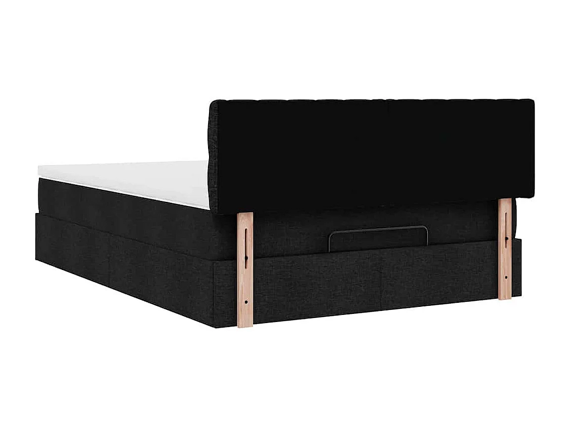 Lit ottoman avec matelas noir 140x200 cm tissu