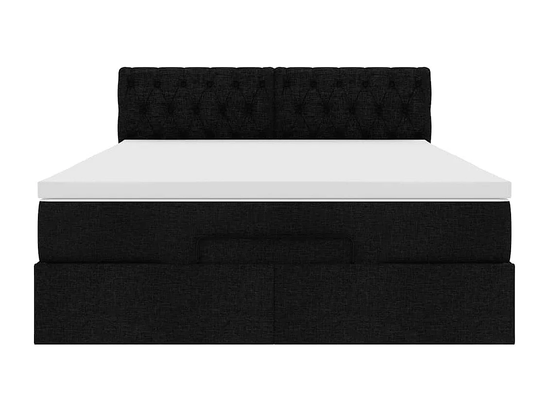 Cama otomana con colchón tela negra 140x200 cm