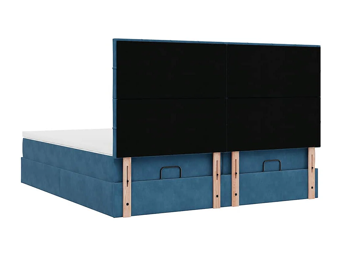 Cadre de lit ottoman avec matelas bleu foncé 160x200 cm velours