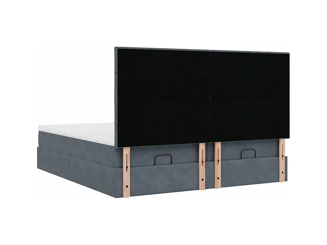 Cadre de lit ottoman avec matelas gris foncé 200x200 cm velours