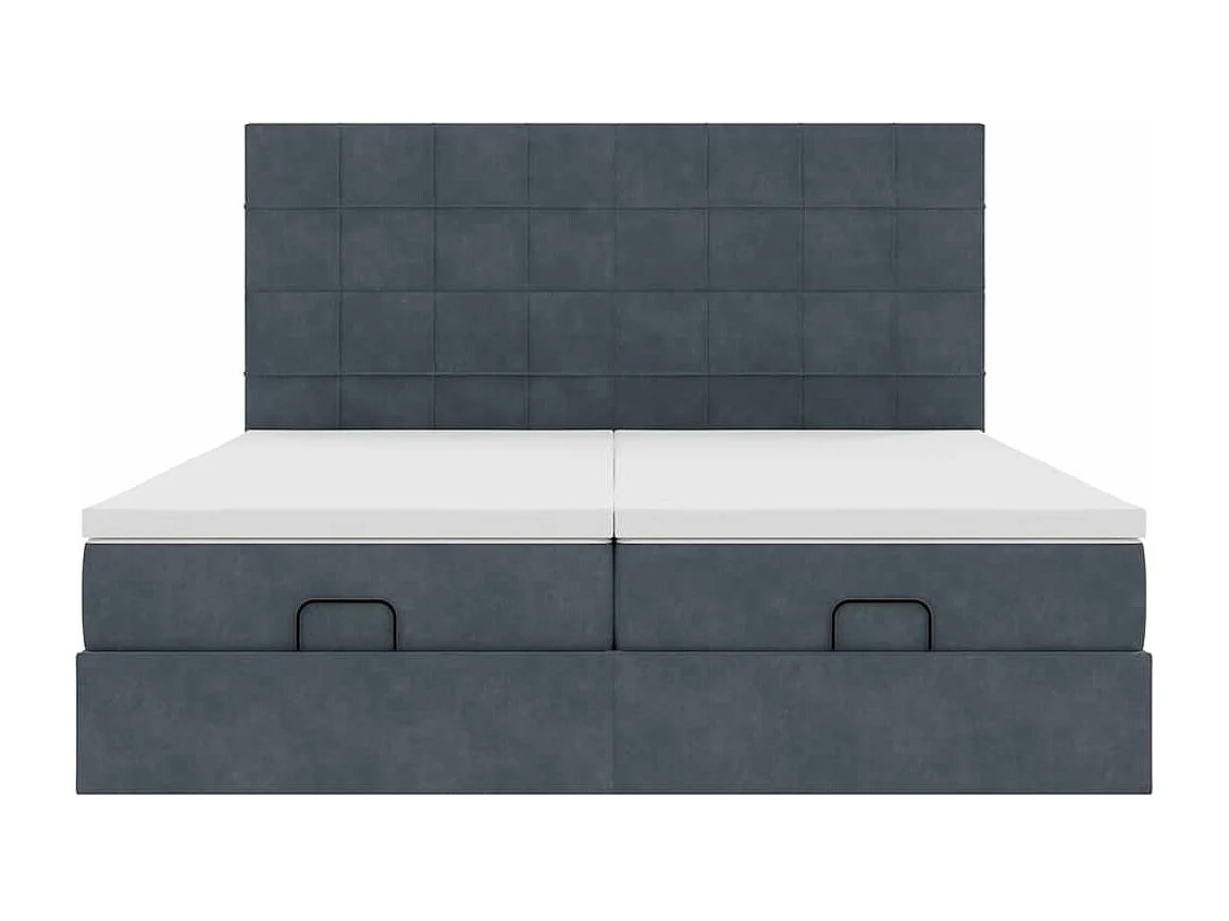 moldura de cama otomana  com colchão cinza escuro veludo