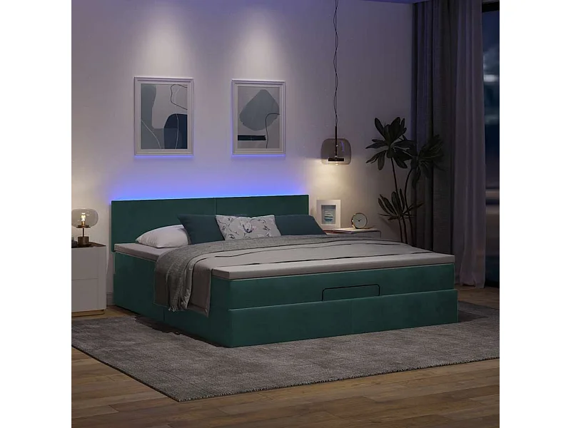 Estrutura de cama otomana com colchão 160x200 cm verde escuro