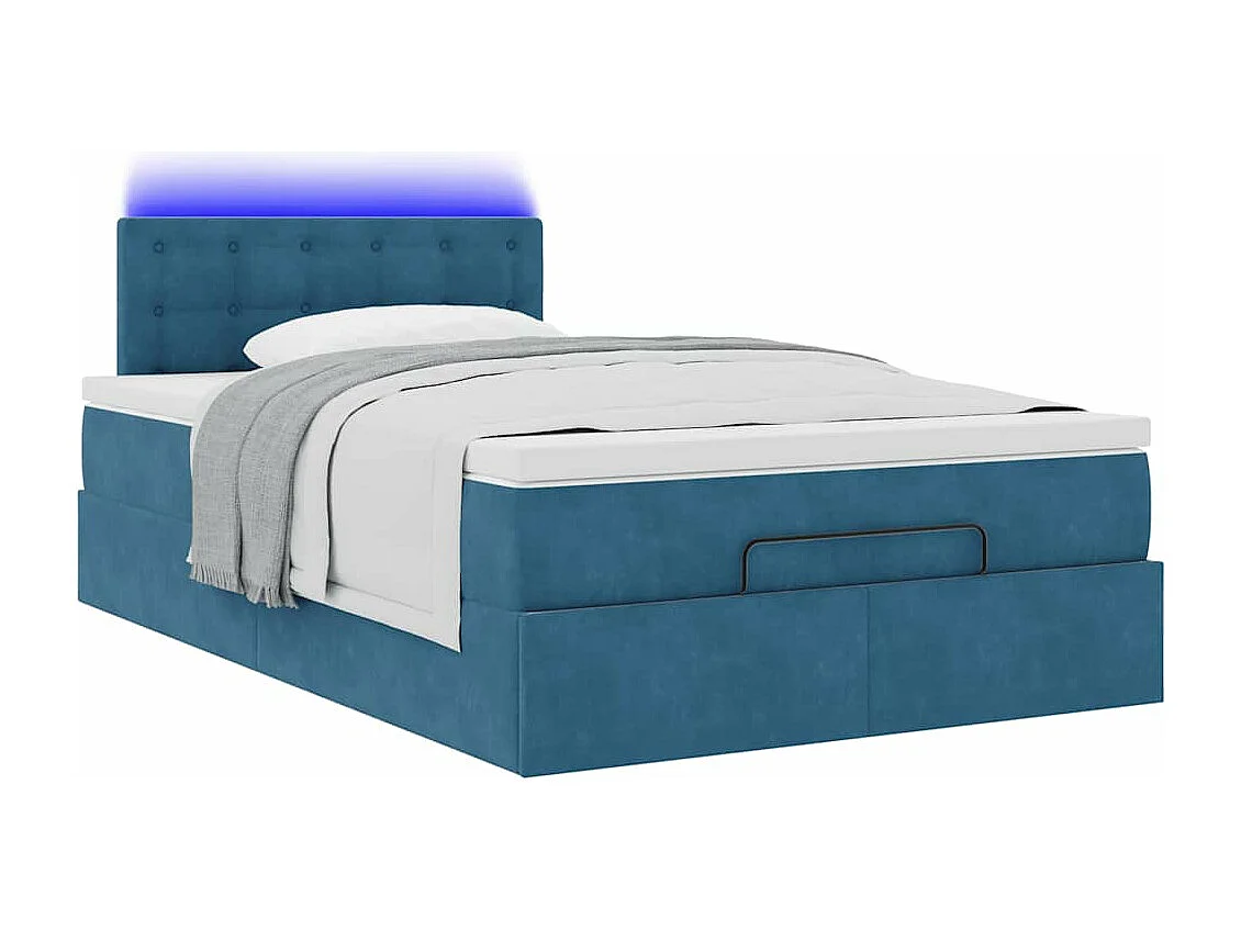 Bed poef met matras en LED's 120x190 cm fluweel donkerblauw