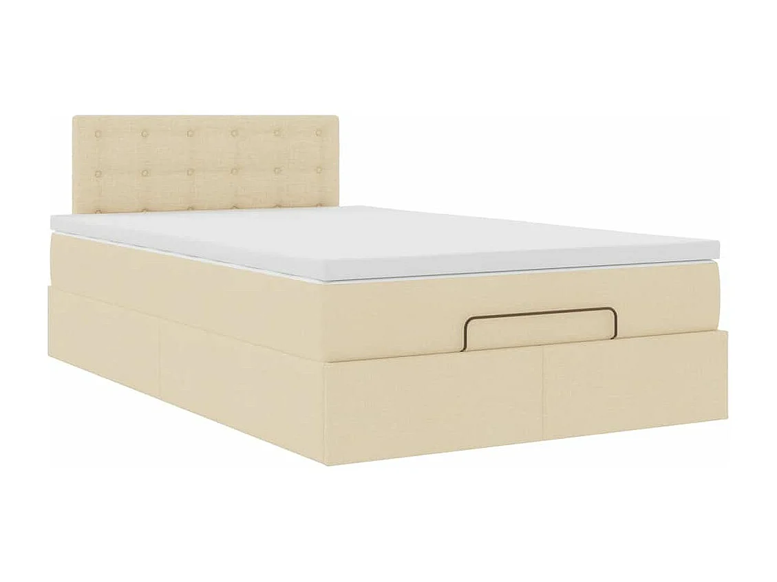 Cadre de lit ottoman avec matelas crème 120x200cm tissu