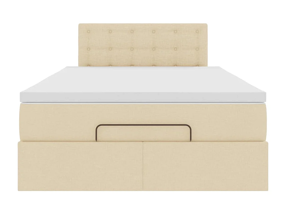 Cadre de lit ottoman avec matelas crème 120x200cm tissu