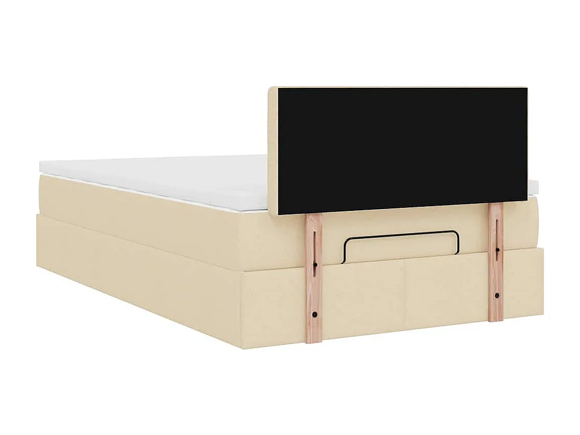 Cadre de lit ottoman avec matelas crème 120x200cm tissu
