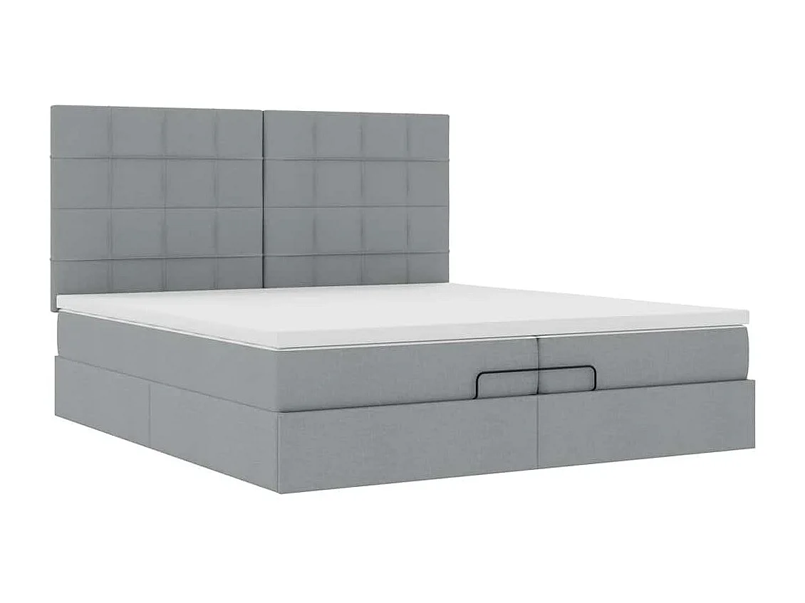 Cadre de lit ottoman et matelas gris clair 200x200cm tissu