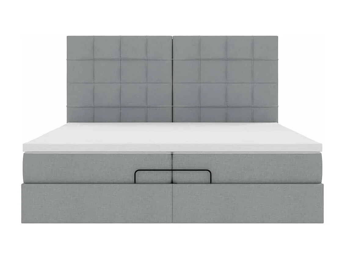 Cadre de lit ottoman et matelas gris clair 200x200cm tissu