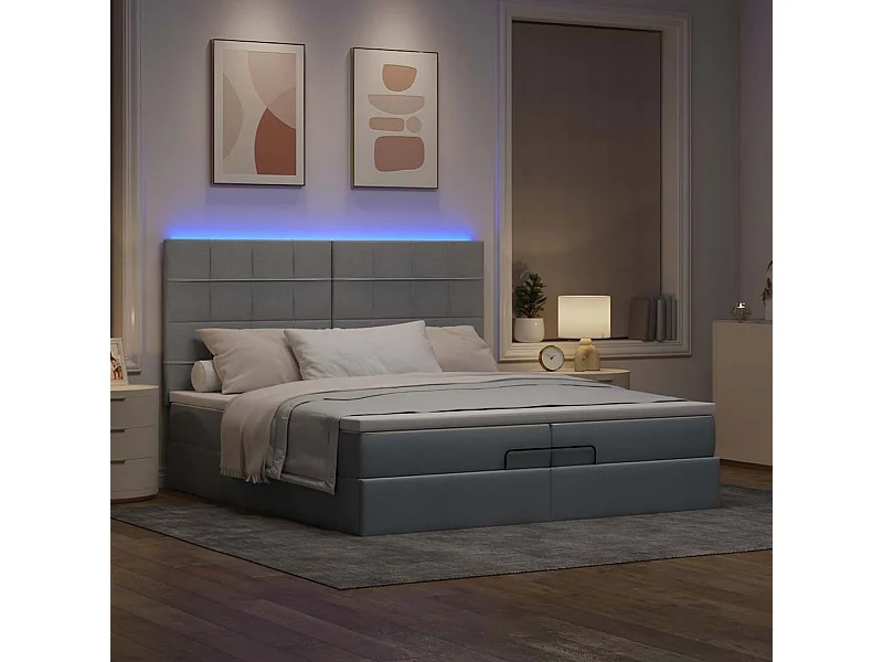 Estructura de cama otomana colchones tela gris claro 200x200cm