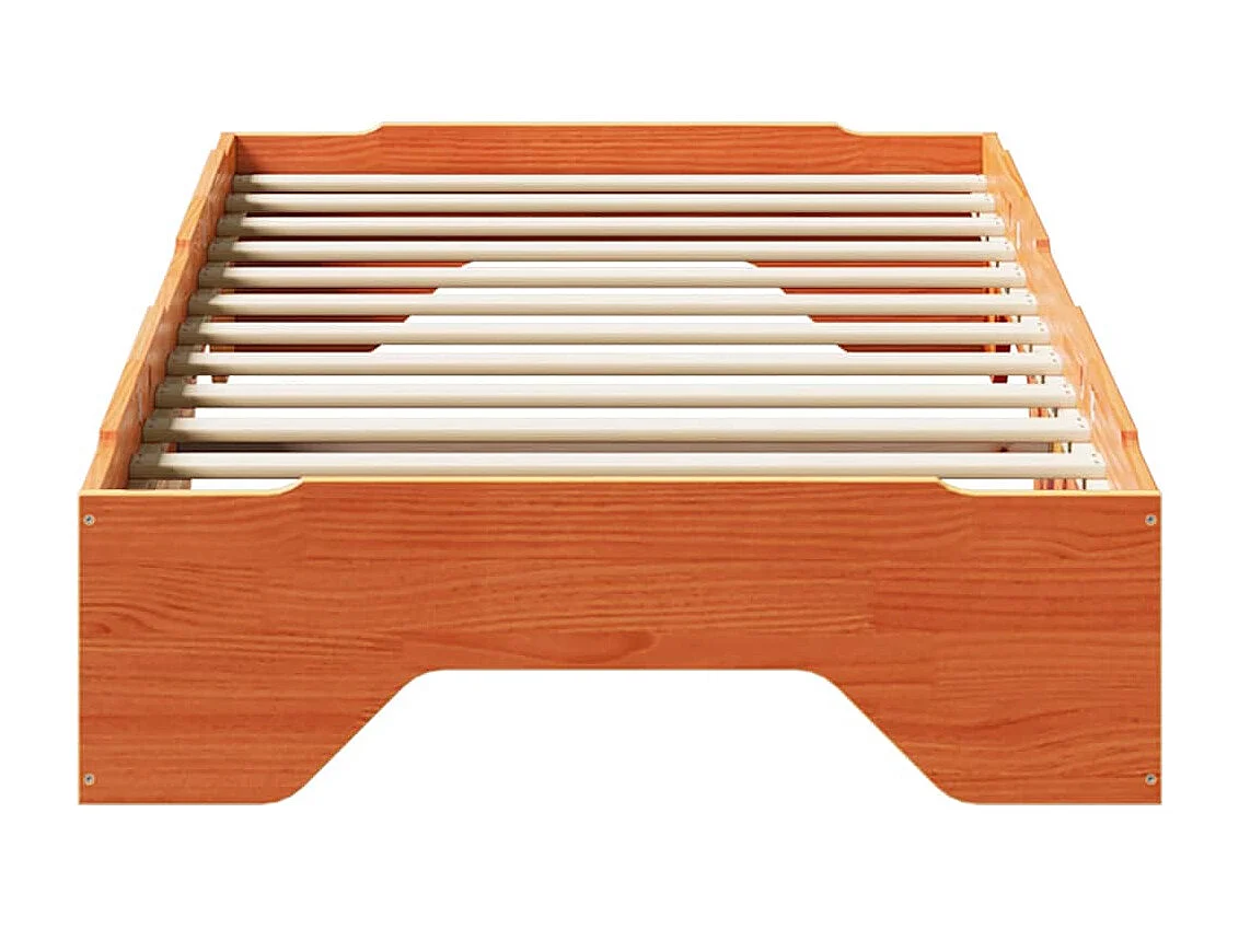 Cadre de lit sans matelas empilable cire marron 75x190 cm