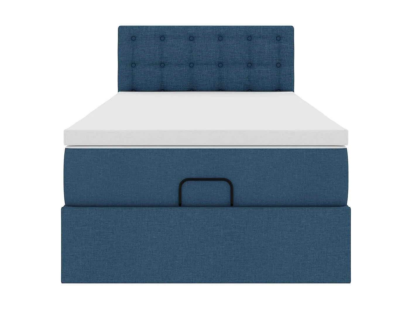 Cadre de lit ottoman avec matelas bleu 90x190 cm tissu