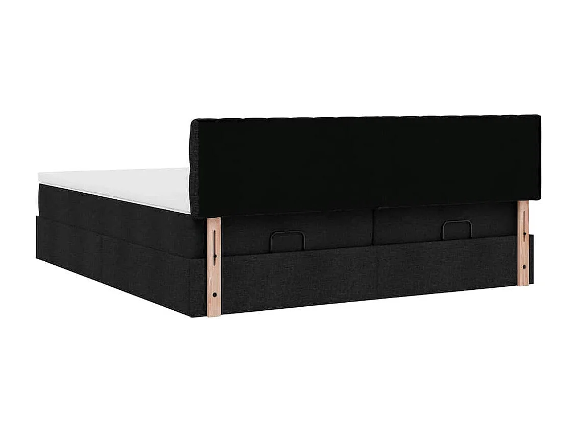 Cadre de lit ottoman avec matelas noir 180x200cm tissu