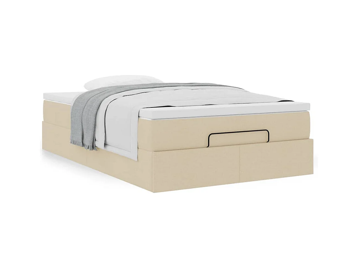 Ottoman bed met matras 120x200cm stof crèmekleurig