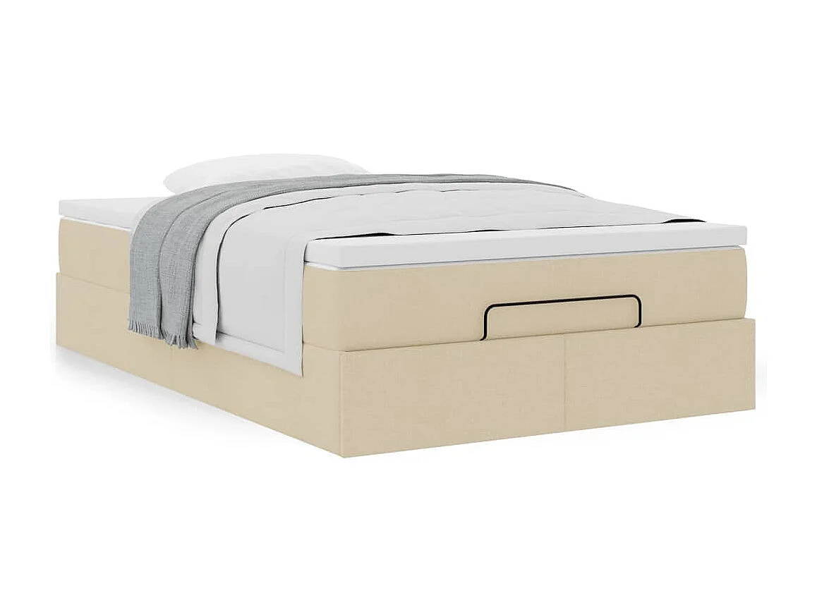Cadre de lit ottoman avec matelas crème 120x200cm tissu