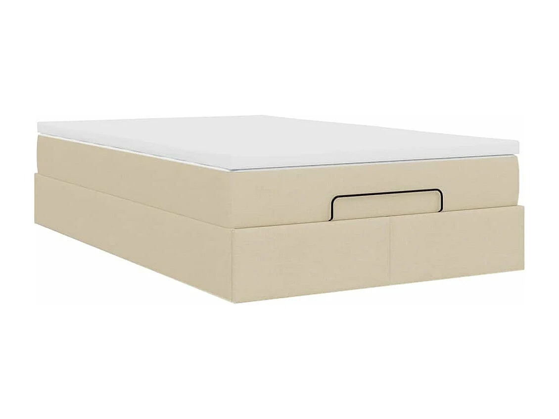 Cadre de lit ottoman avec matelas crème 120x200cm tissu