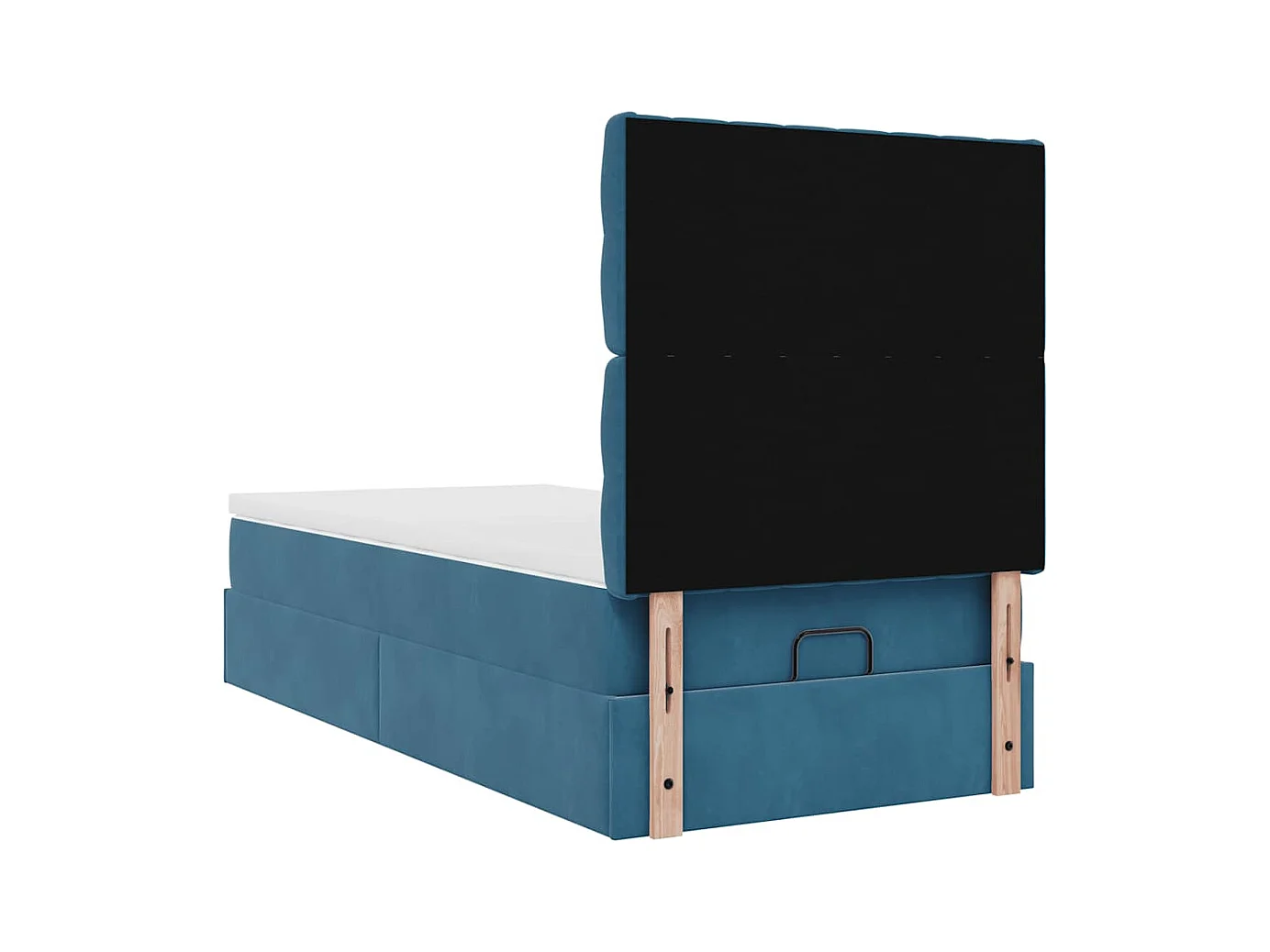 Estrutura de cama otomana com colchões azul escuro Veludo