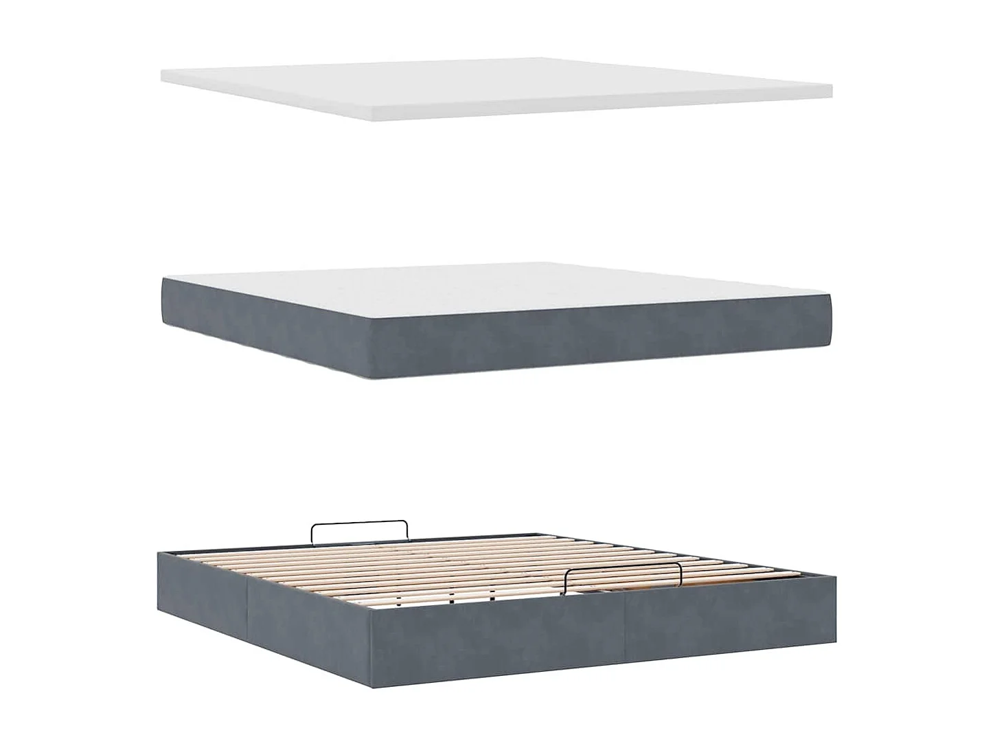 Ottoman bed met matrassen 180x200cm fluweel donkergrijs