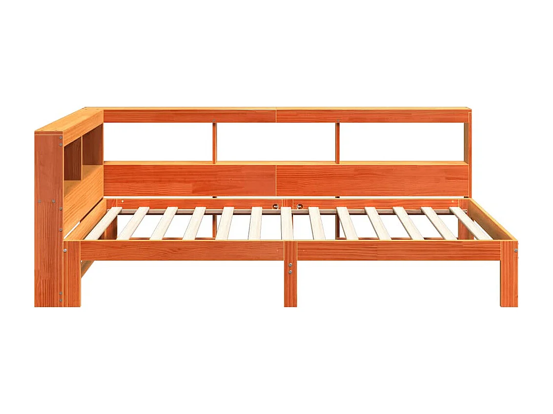 Cama con estantería sin colchón madera maciza marrón 90x190 cm