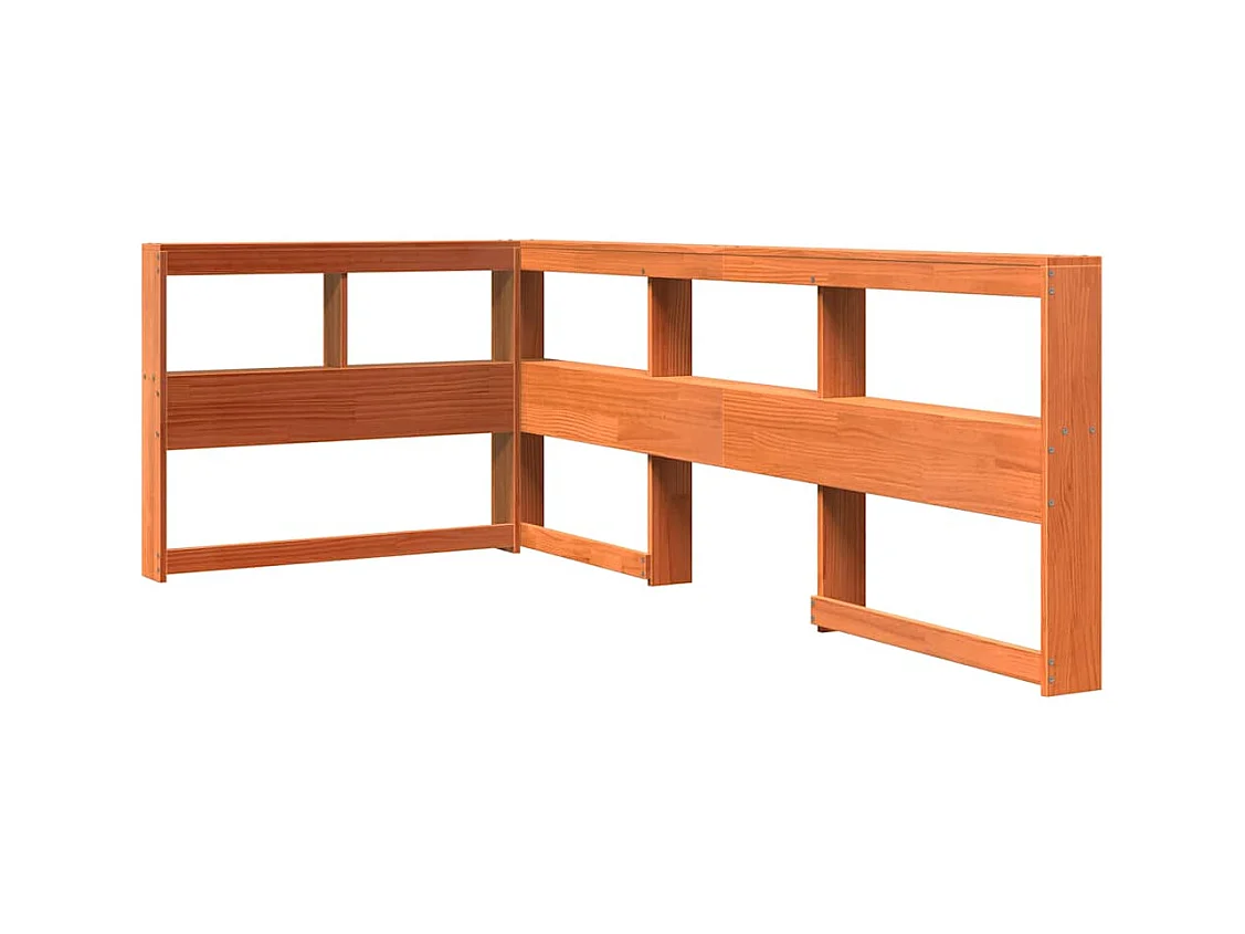 Lit bibliothèque sans matelas cire marron 90x190 cm pin massif