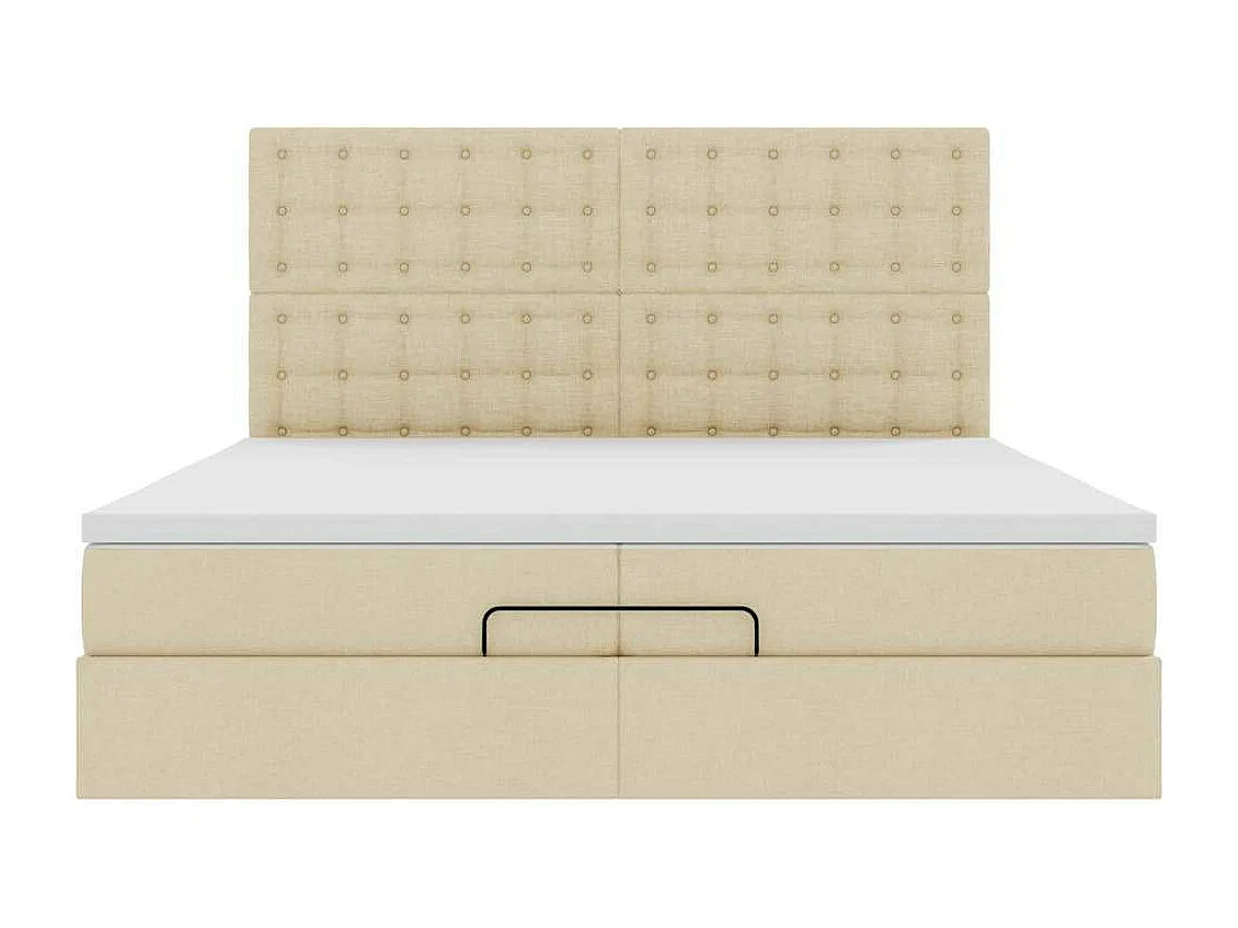 Ottoman bed met matrassen en LED's 200x200cm stof crèmekleurig