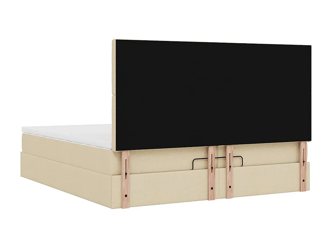 Ottoman bed met matrassen en LED's 200x200cm stof crèmekleurig