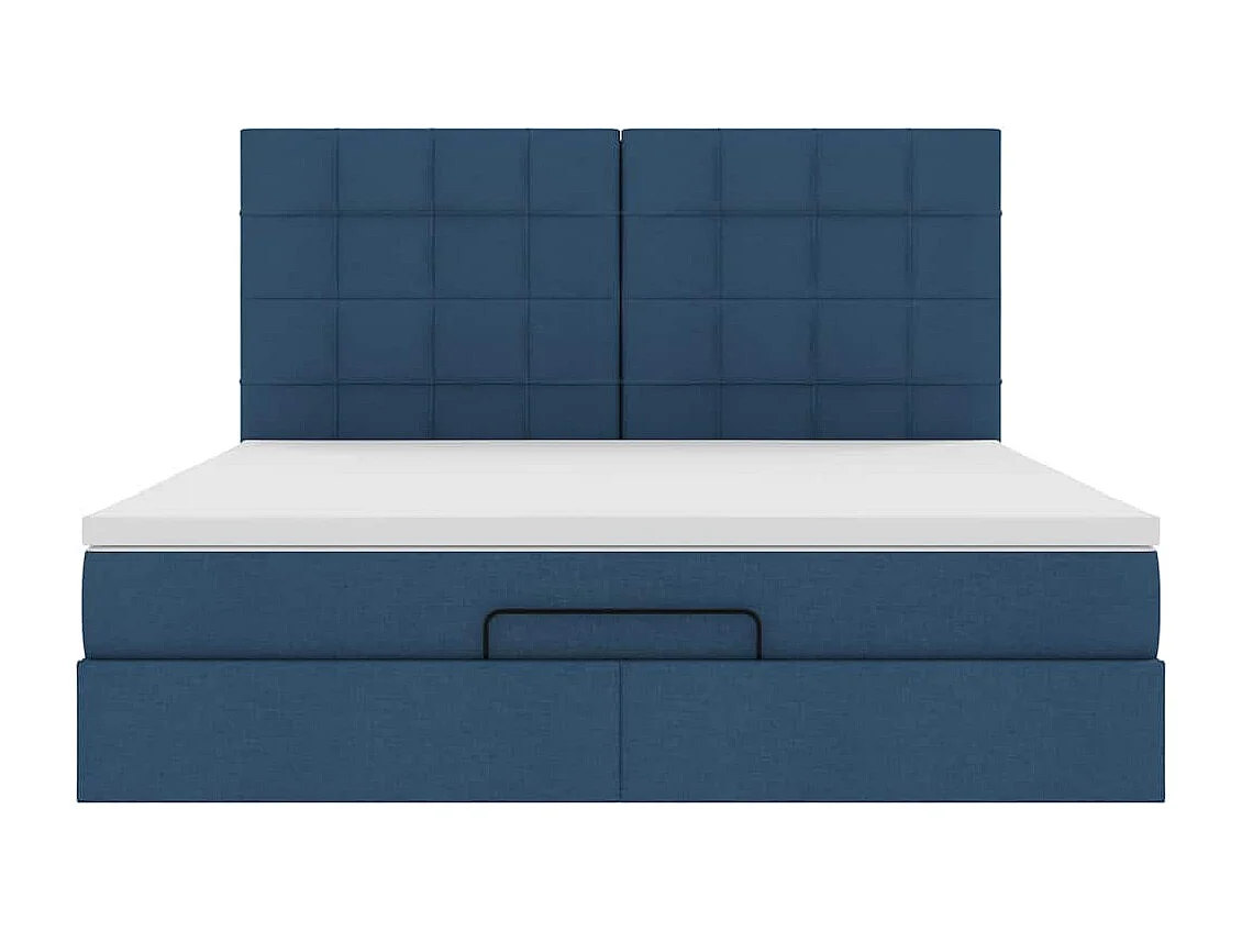 Estrutura de cama otomana com colchão 160x200 cm tecido azul