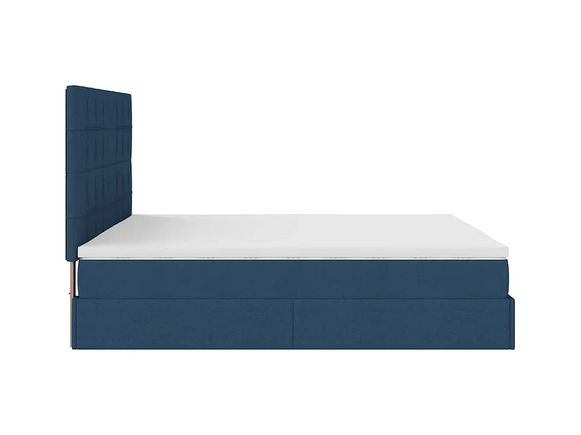Cadre de lit ottoman avec matelas bleu 160x200 cm tissu