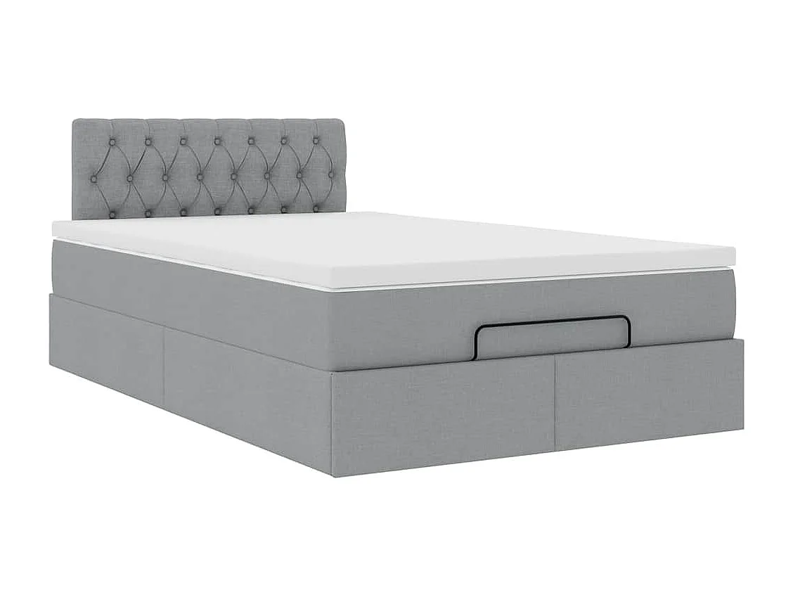 Cadre de lit ottoman et matelas gris clair 120x200 cm tissu