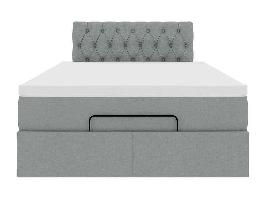 Cadre de lit ottoman et matelas gris clair 120x200 cm tissu