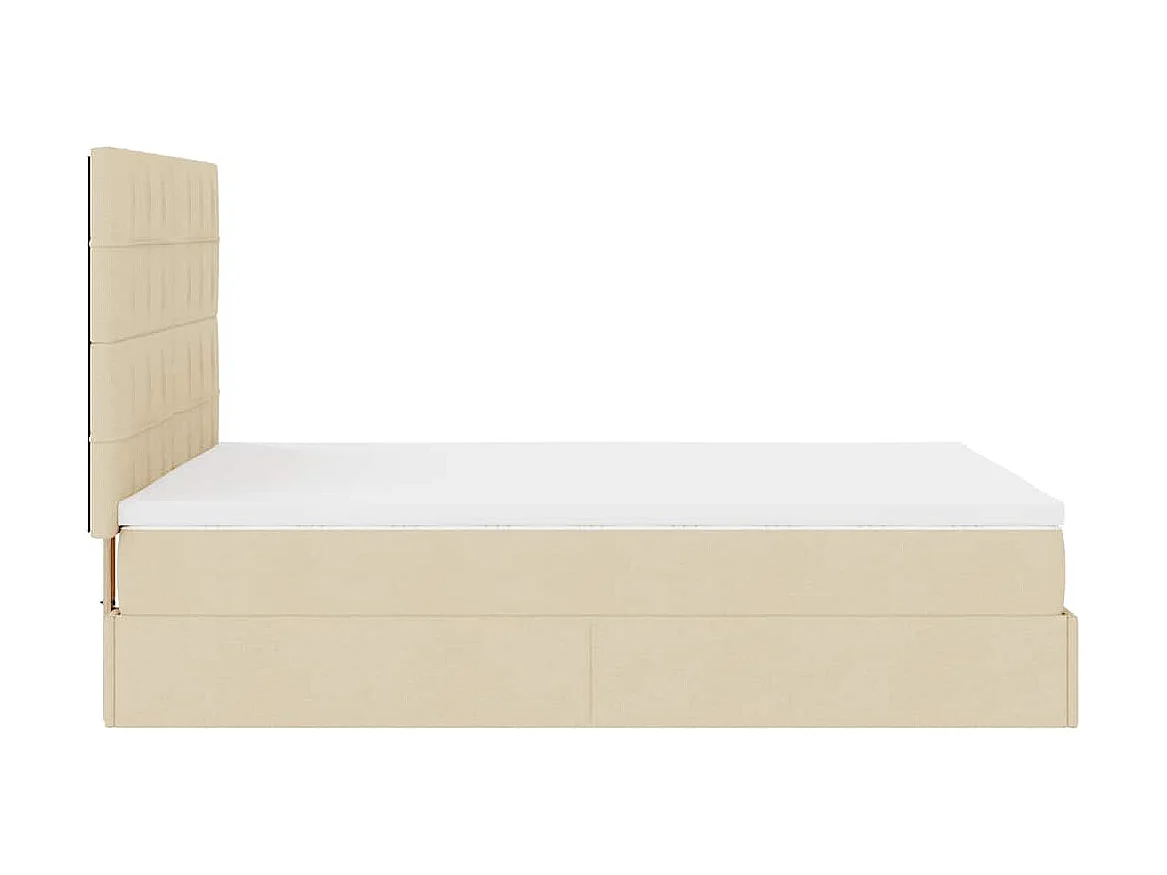 Cadre de lit ottoman avec matelas crème 140x200 cm tissu