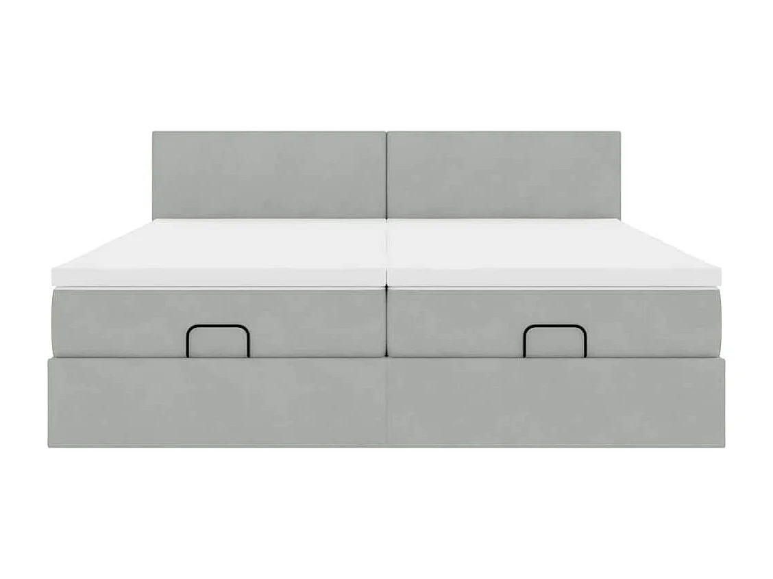Ottoman bed met matrassen 160x200cm fluweel lichtgrijs