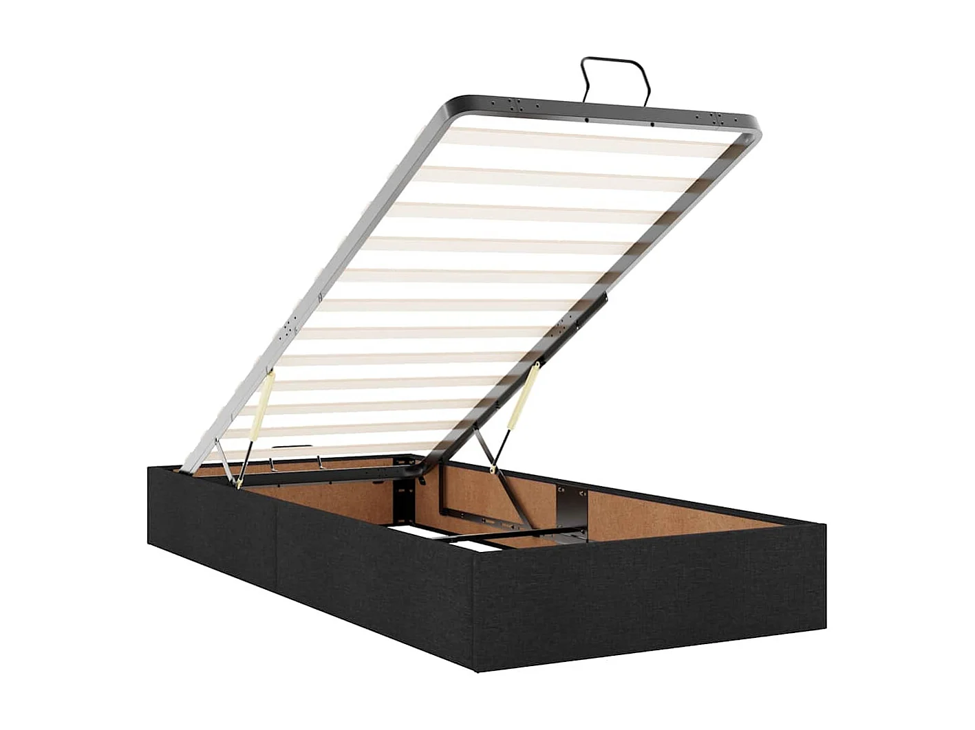 Cadre de lit ottoman avec matelas noir 100x200cm tissu