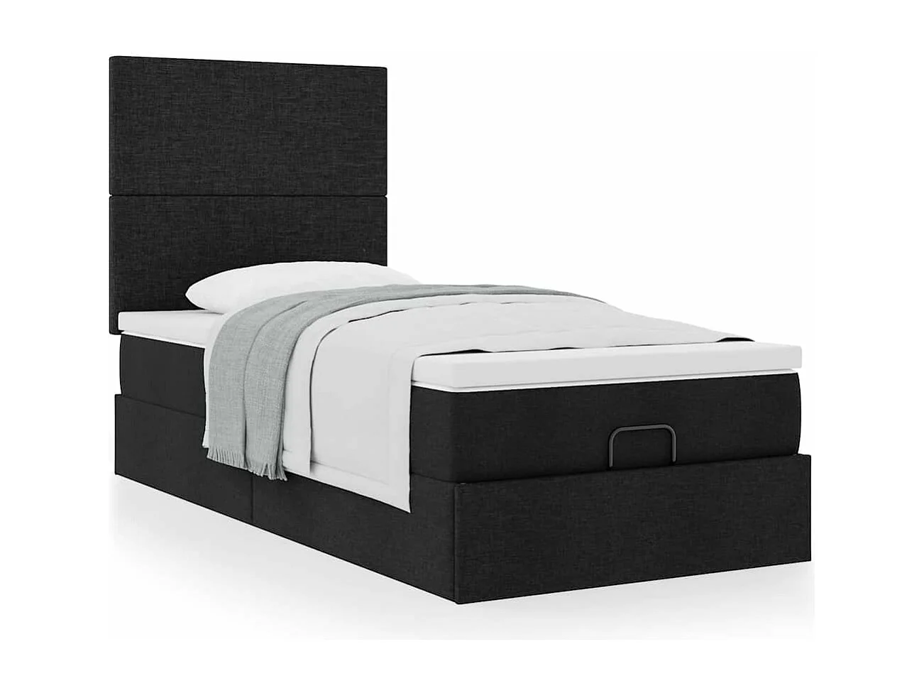 Cadre de lit ottoman avec matelas noir 100x200cm tissu