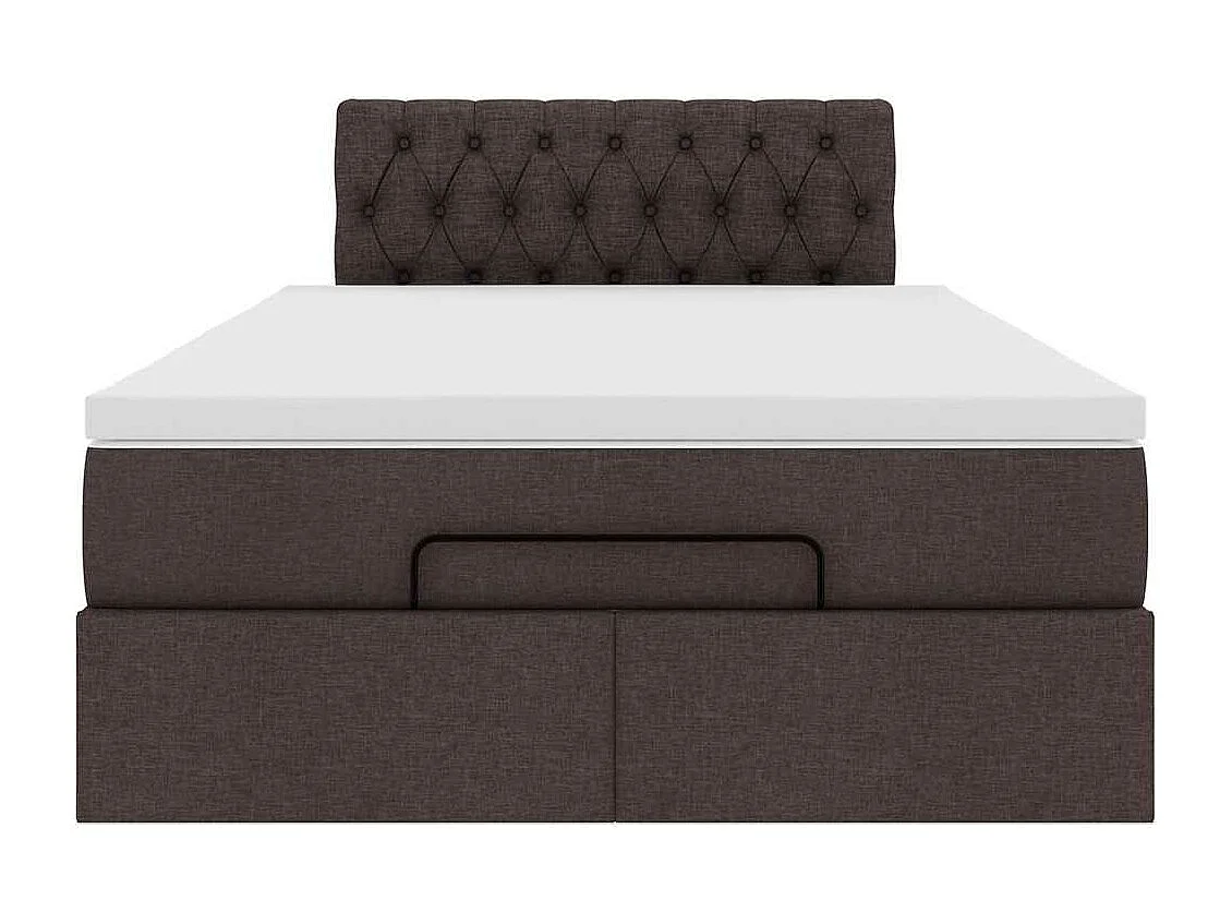 Lit ottoman avec matelas marron foncé 120x200 cm tissu