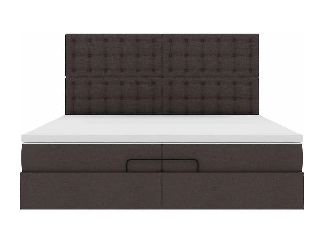 Estrutura de cama otomana com colchões tecido castanho escuro